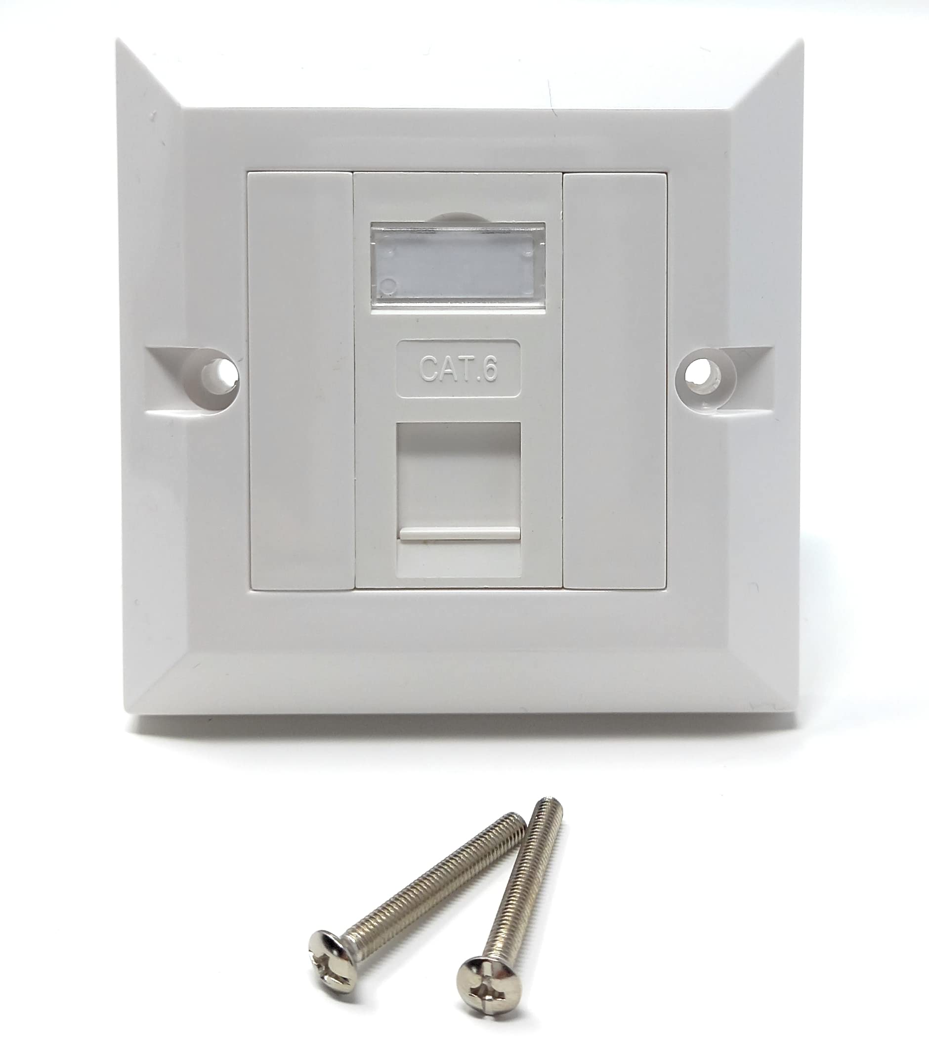DRUT Cat6 RJ45 FacePlate Wall Socket Box for Ethernet LAN Networking Face Plate, Compatible with Cat5e, Cat6, Cat7, Cat8, Cat9 Cable, With Keystone Jack