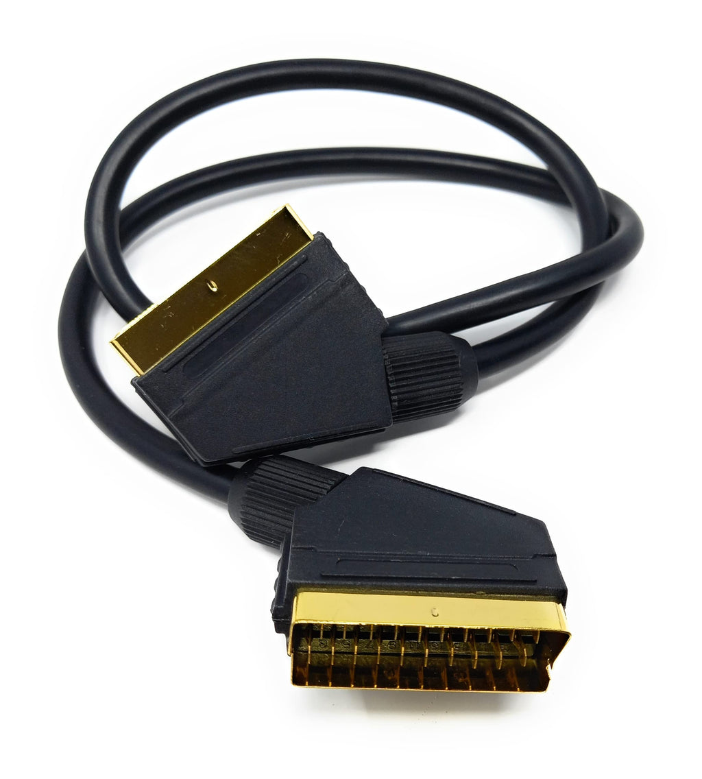 DRUT Scart to Scart Cable Lead, 21 Pin Male to Male (Plug to Plug) RGB Cord for TV, VCR, DVD Player Gold Plated