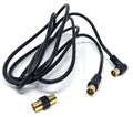 DRUT TV RF Right Angle Male to Male Aerial Antenna Coaxial Cable With Female to Female Coupler Gold Connectors 75 ohm, 3C2V
