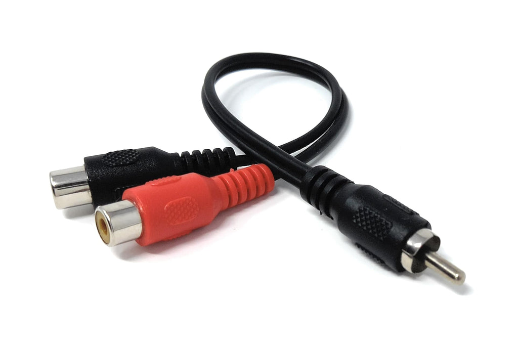 DRUT 15cm Single RCA Male Plug to Twin 2 x RCA Female Phono Sockets Cable Adapter