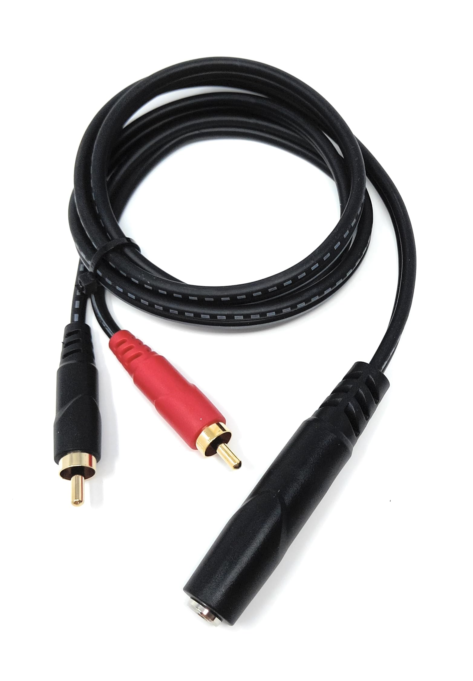 DRUT 6.35mm to 2 x RCA Splitter Cable, 6.35 TRS Female to Dual RCA Male Stereo Audio Lead for Music Instruments, Mixer (Gold Plated)