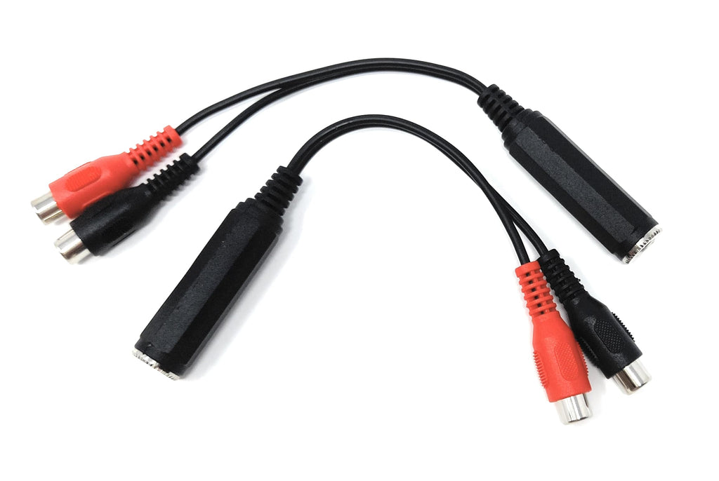 DRUT 15cm 6.35mm Mono Jack Socket to Twin RCA Phono Sockets Audio Cable Lead Adapter