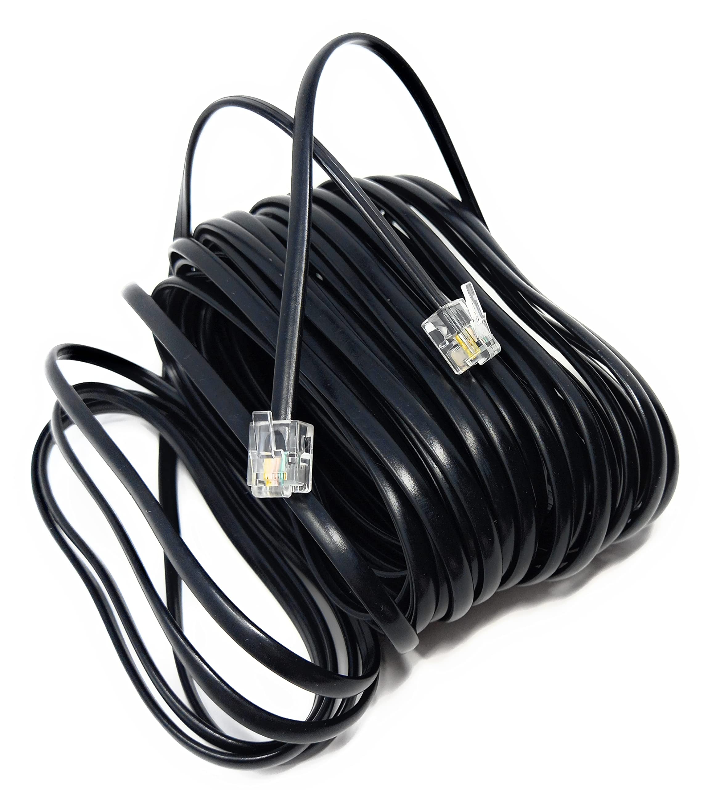 DRUT RJ11 to RJ11 Telephone Landline Cable ADSL (6P4C) Flat Lead High Speed BT Internet Broadband Male to Male Router, Modem, Phone Extension Wire