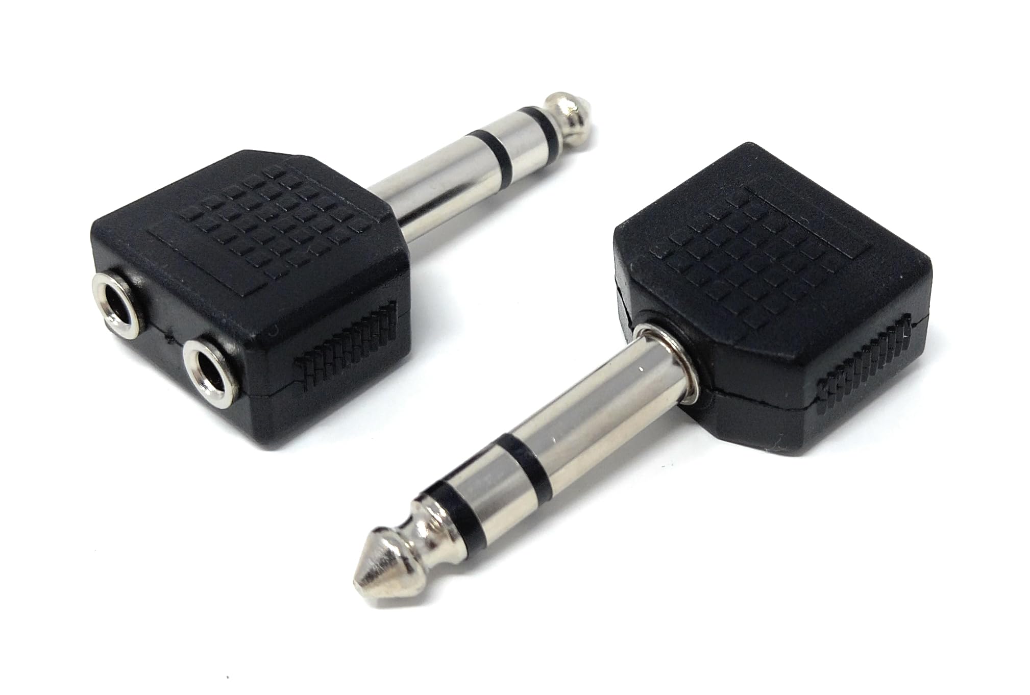DRUT 6.35mm Stereo Jack Plug to Twin 3.5mm Female Sockets Cable Adapter Y Splitter