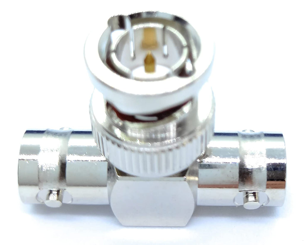 BNC T Shape 3 Way BNC 1 Male to 2 Female RF Adapter Connector Coupler for CCTV Camera Video SDI/BNC Cable Joining Extension Coaxial