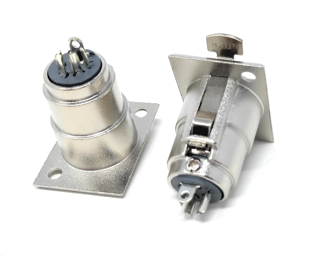 DRUT 4-Pin XLR Male Panel Mount Socket - D-Series Chassis Audio Connector for Microphones, Speakers, and Musical Instruments