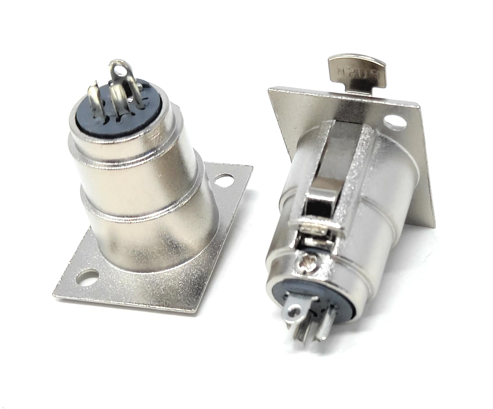 DRUT 4-Pin XLR Male Panel Mount Socket - D-Series Chassis Audio Connector for Microphones, Speakers, and Musical Instruments