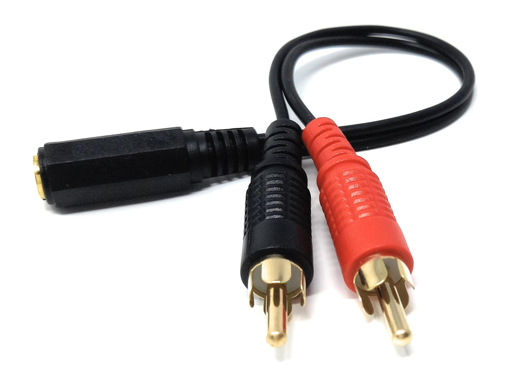 DRUT 20cm 3.5mm Stereo Jack Socket to 2 x RCA Phono Plugs Adapter Cable Splitter Audio Lead