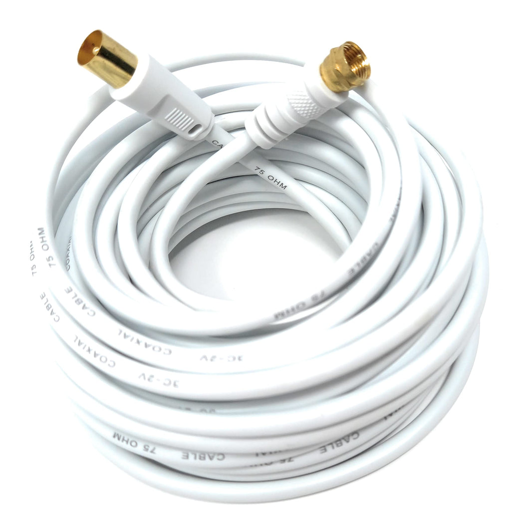 DRUT RF TV Aerial Male to F Type Connector Male Plug Coaxial Coax Cable, Lead, 75 Ohm, 3C-2V