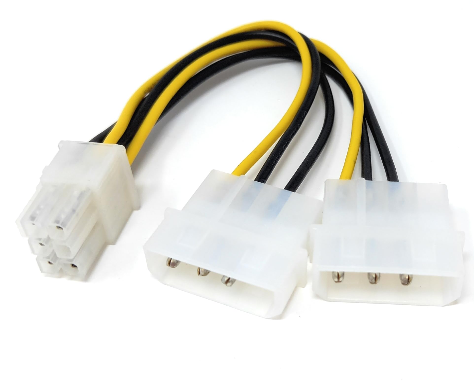 DRUT Twin 2 x Molex Male to 6 Pin PCI-e GPU Power Cable Lead