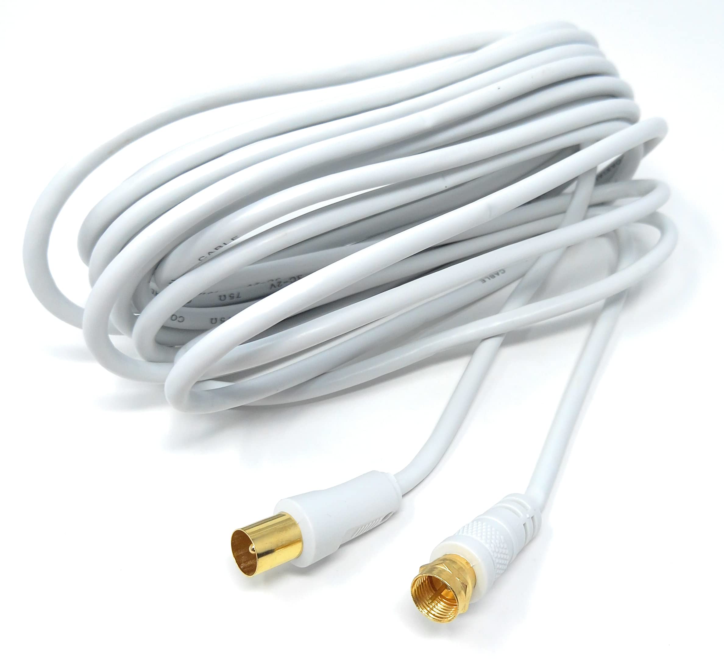 DRUT RF TV Aerial Male to F Type Connector Male Plug Coaxial Coax Cable, Lead, 75 Ohm, 3C-2V