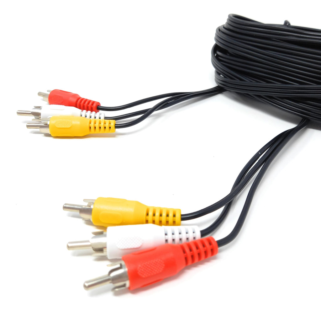 DRUT Triple 3 x RCA to RCA Phono Plugs to Plugs Composite, Audio Video Male to Male Cable Lead Nickel Contacts