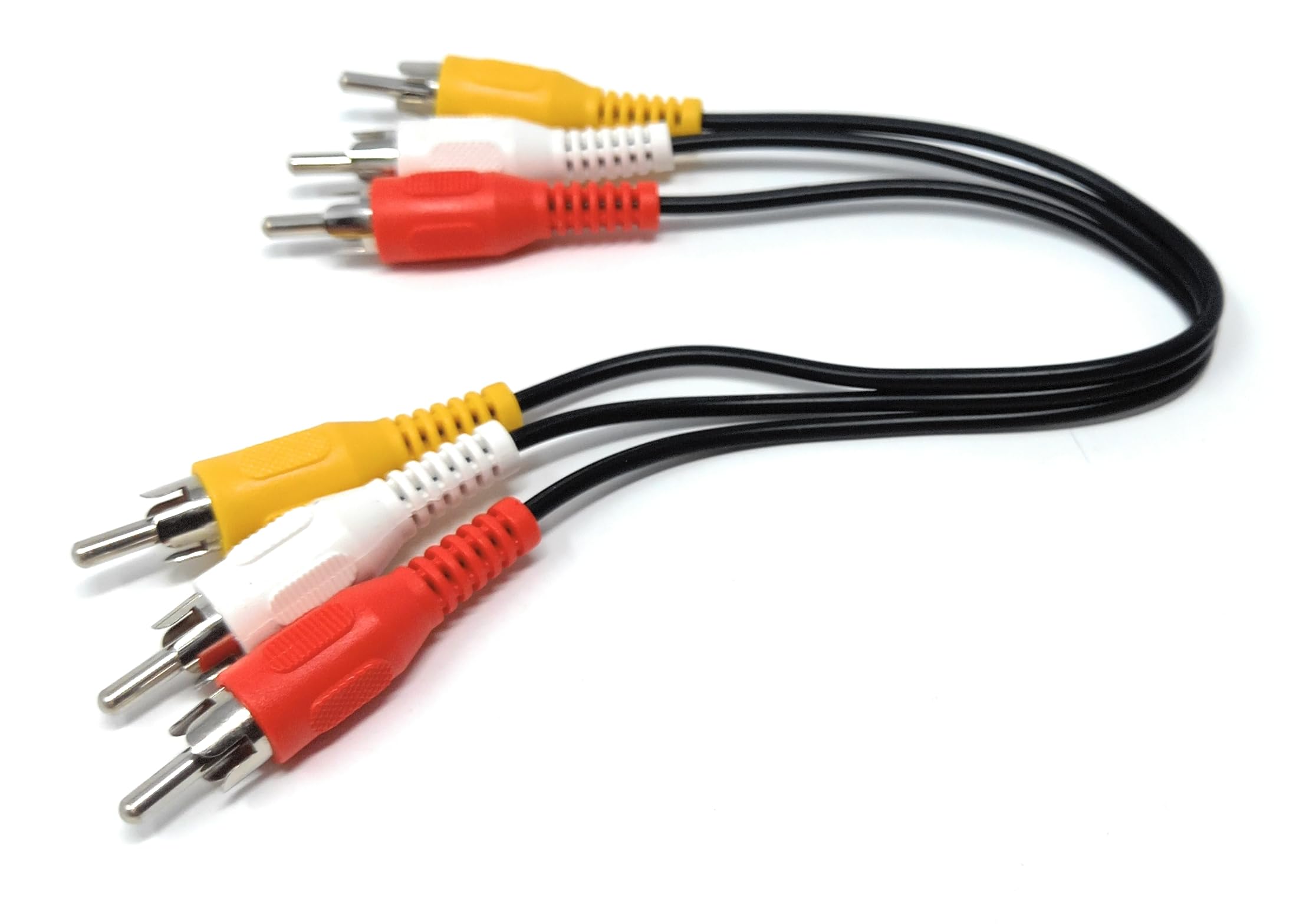 DRUT Triple 3 x RCA to RCA Phono Plugs to Plugs Composite, Audio Video Male to Male Cable Lead Nickel Contacts