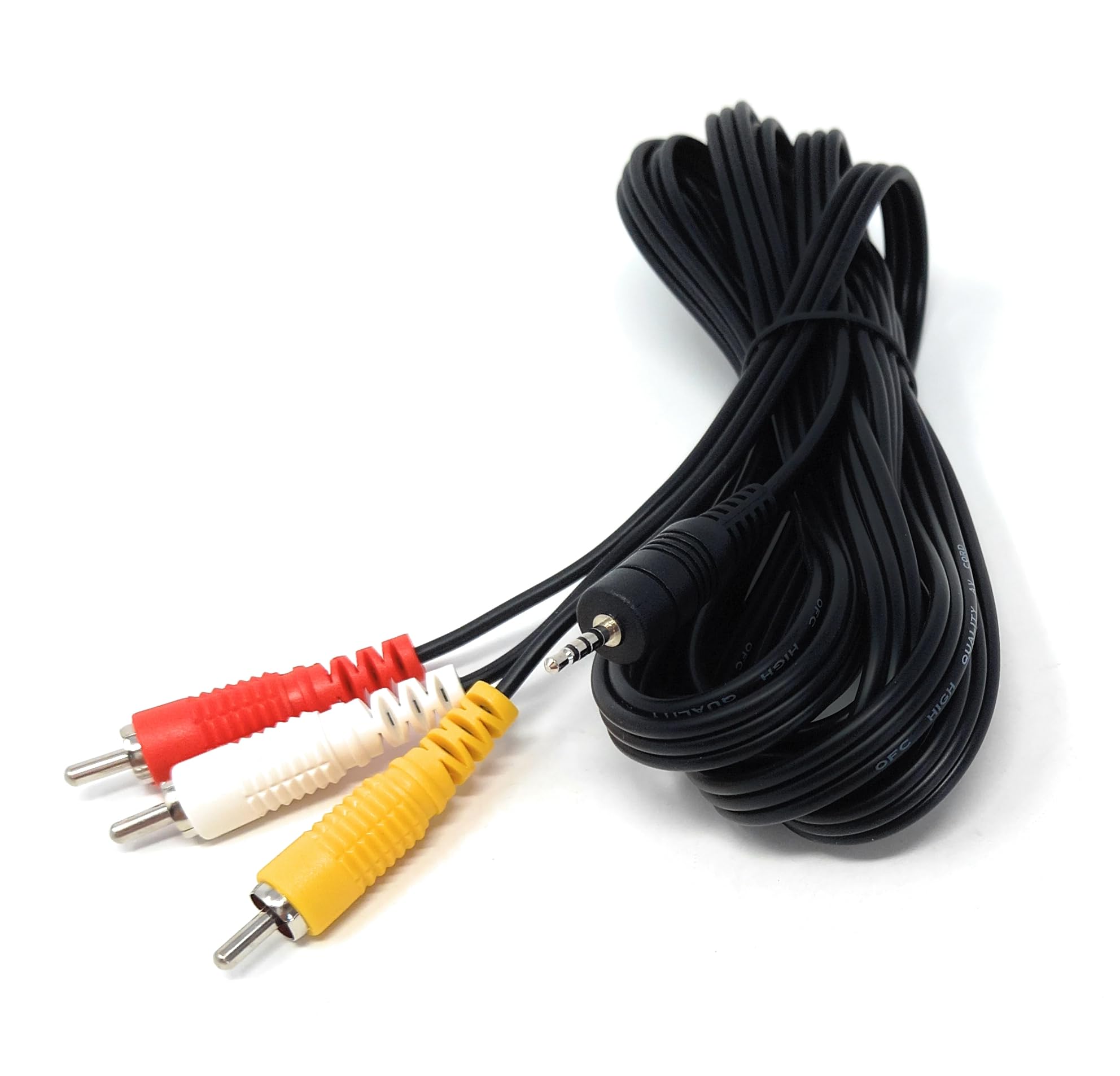 DRUT 2.5mm 4 pole to Triple RCA Phono Cable for Digital Cameras, AV, Audio, Video, TV, Lead