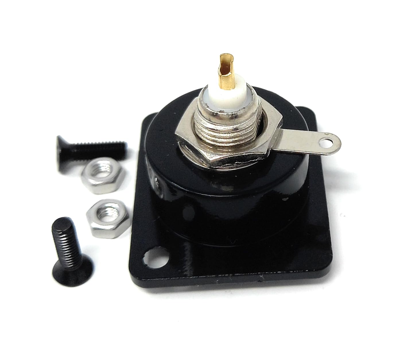 DRUT D-Series Type BNC Plug Connector – Chassis Panel Mount Adapter with Solder Terminal for SDI Video and Coaxial Connections