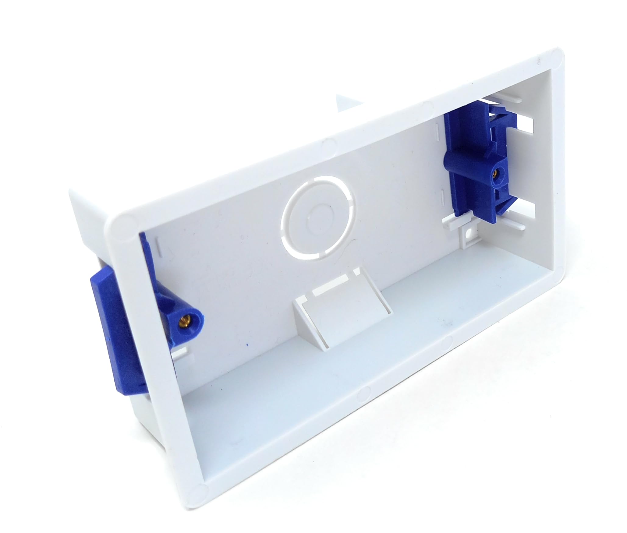 Dual 2 Gang Dry Lining Back Plasterboard Surface Pattress Box with Adjustable Lugs 35mm Deep, for Faceplate