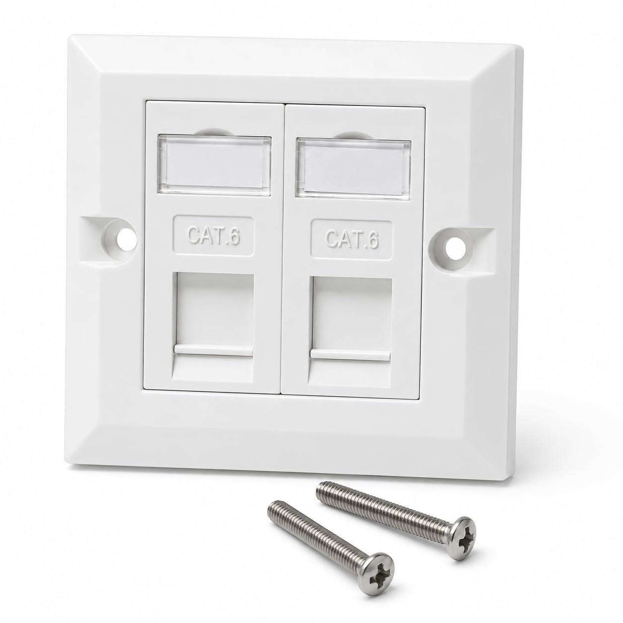DRUT Cat6 RJ45 FacePlate Wall Socket Box for Ethernet LAN Networking Face Plate, Compatible with Cat5e, Cat6, Cat7, Cat8, Cat9 Cable, With Keystone Jack