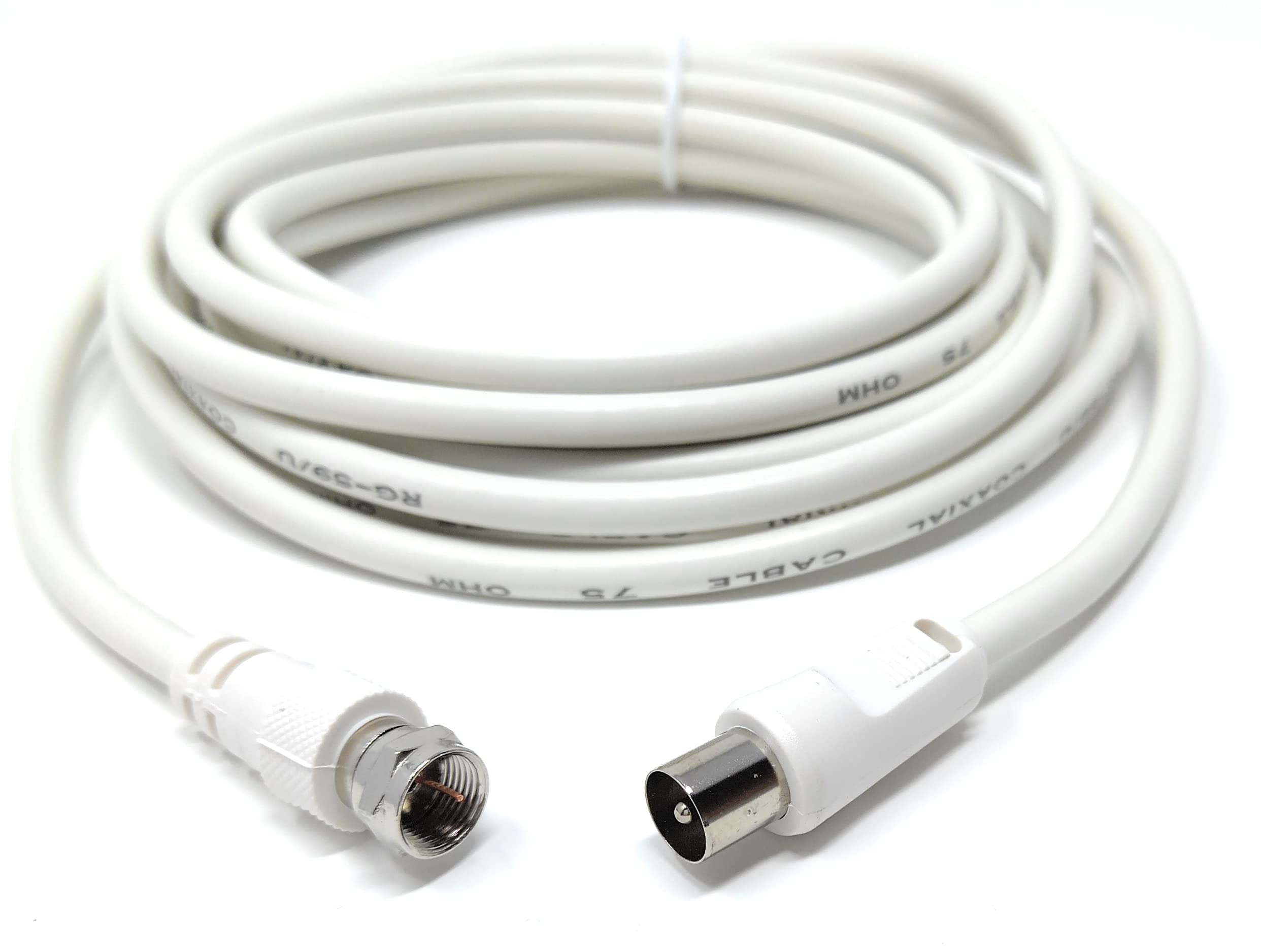 DRUT RF TV Aerial Male to F Type Connector Male Plug Coaxial Coax Cable, Lead, 75 Ohm, 3C-2V