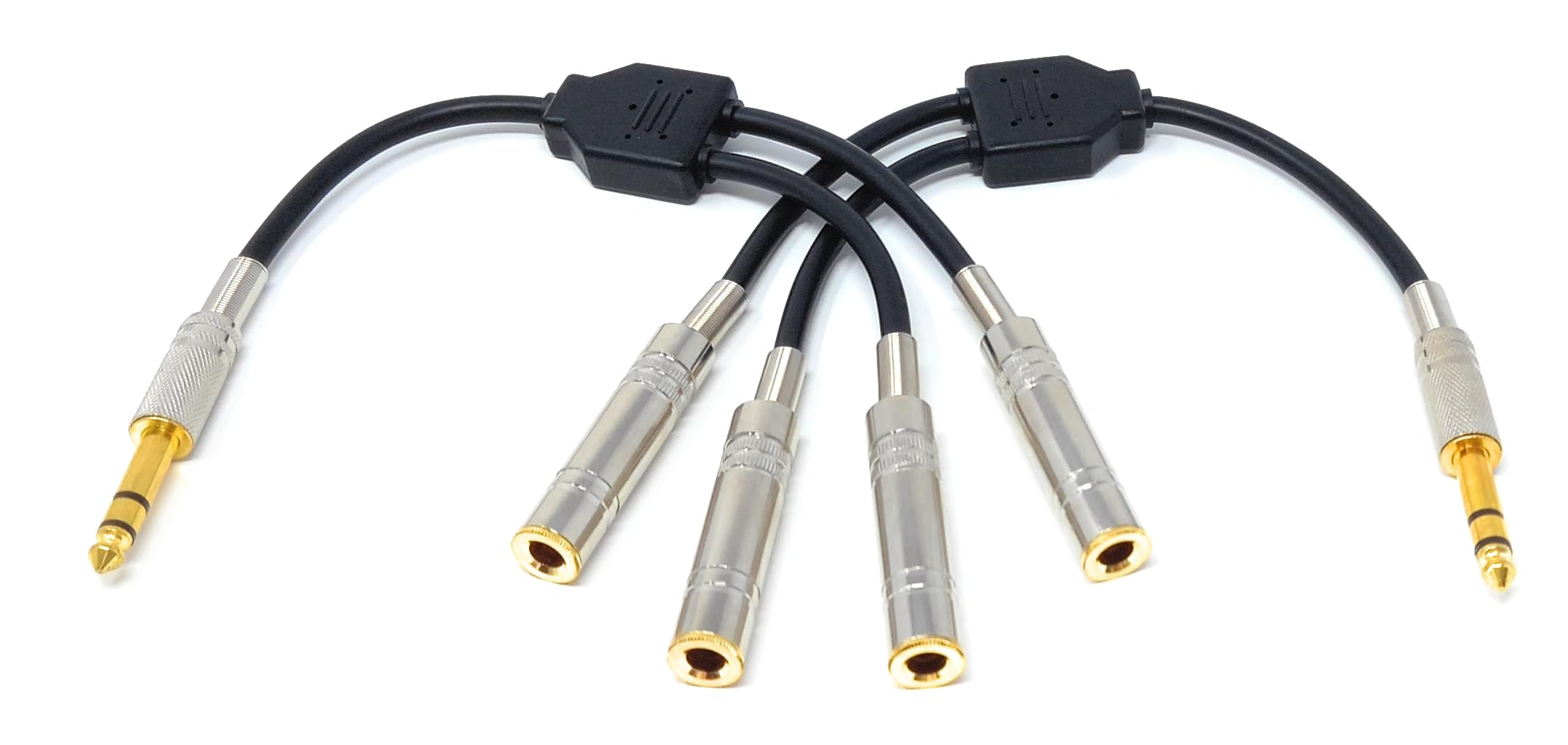 DRUT 6.35mm Stereo Jack to 2 x 6.35mm Stereo Sockets Splitter Audio Cable Adapter Lead, Gold Flashed Connectors