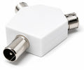 DRUT TV Aerial Antenna Coax Splitter 1 x IN Male to 2 x OUT Female Cable Adapter