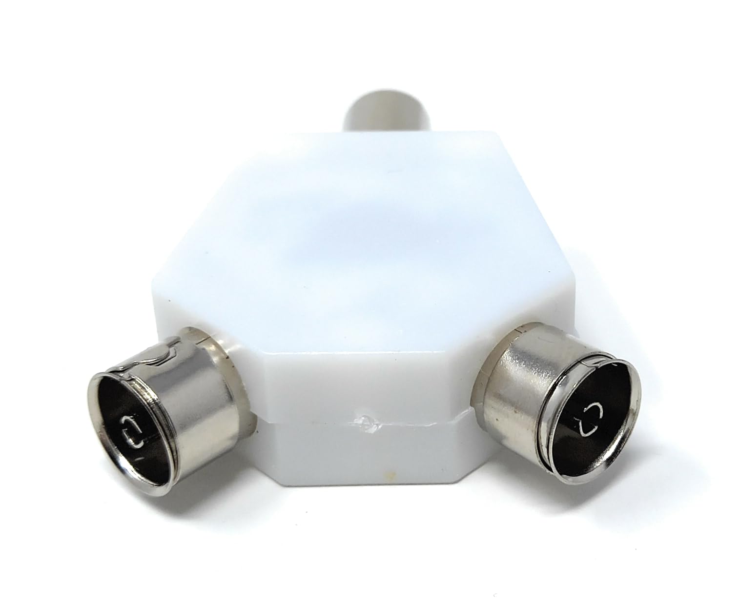 DRUT TV Aerial Antenna Coax Splitter 1 x IN Male to 2 x OUT Female Cable Adapter