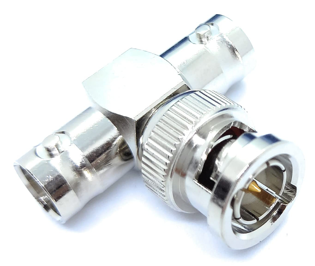 BNC T Shape 3 Way BNC 1 Male to 2 Female RF Adapter Connector Coupler for CCTV Camera Video SDI/BNC Cable Joining Extension Coaxial