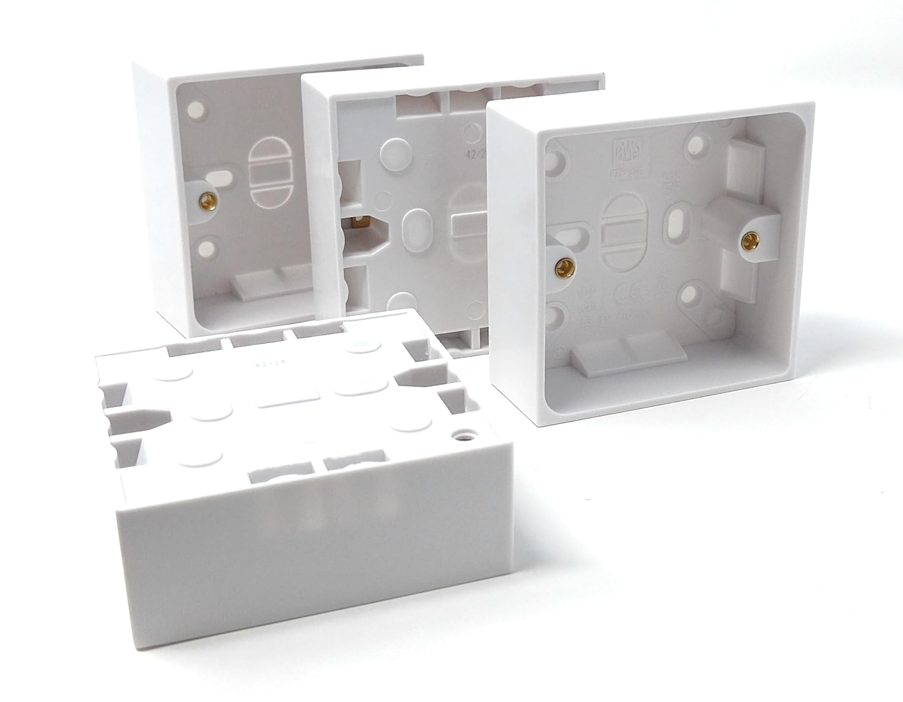 1-Gang Surface Mount Pattress Back Box – 32mm Depth, 85mm x 85mm, White – Ideal for Electrical Socket & Switch Installations