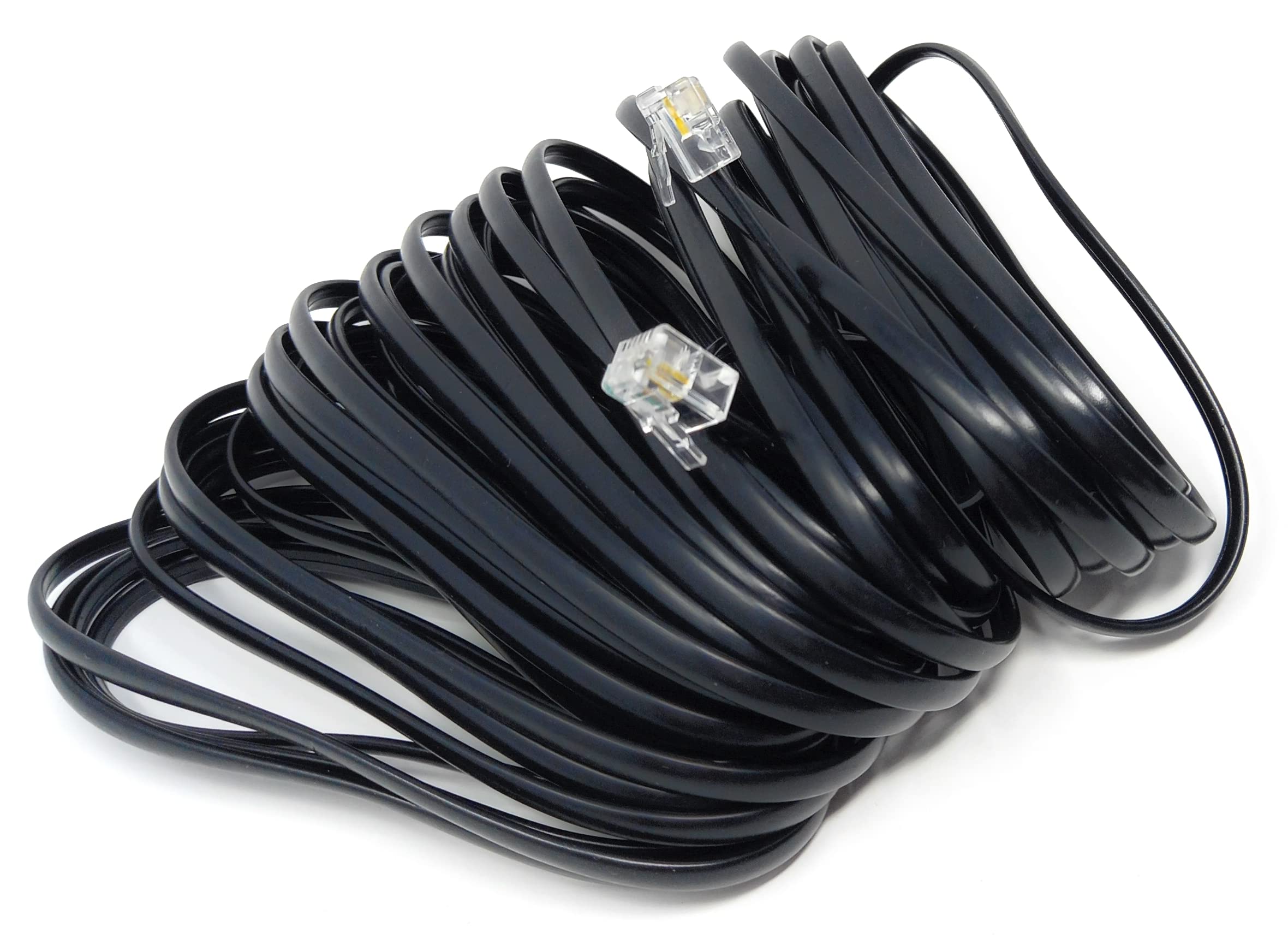 DRUT RJ11 to RJ11 Telephone Landline Cable ADSL (6P4C) Flat Lead High Speed BT Internet Broadband Male to Male Router, Modem, Phone Extension Wire