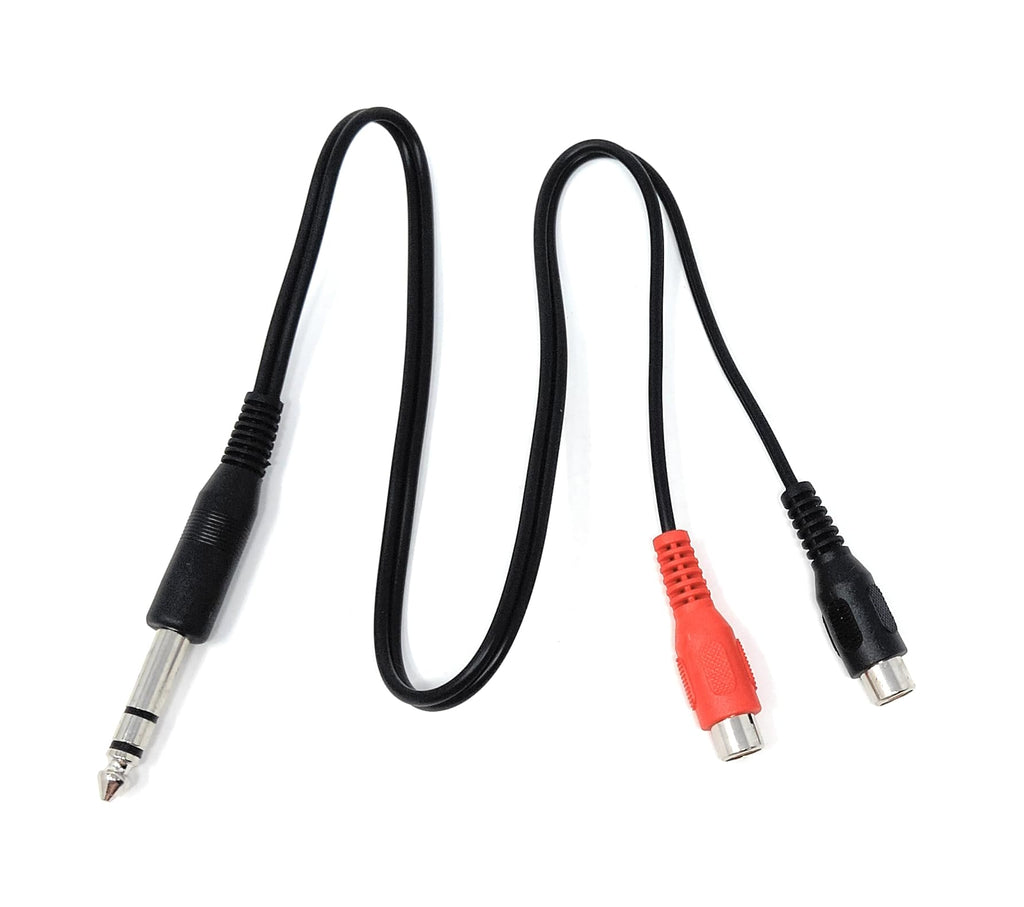 DRUT 6.35mm Stereo Jack Plug to Twin RCA Phono Sockets Male to Female Cable Adapter