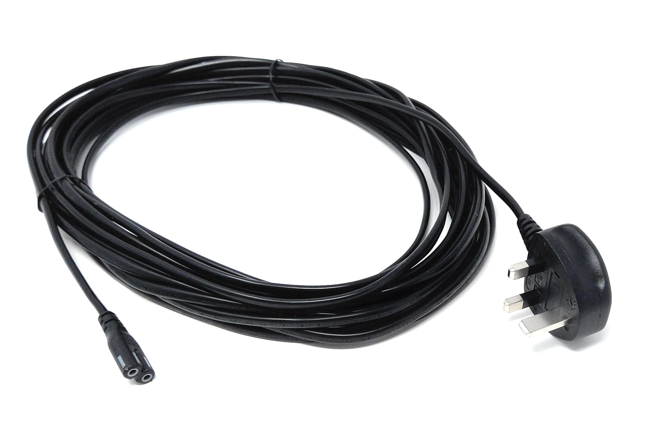UK Power Cable 3A Fused Plug to C7 Figure-8 Lead – Compatible with PS5, PS4, Xbox, Laptops, Smart TVs, DVD Players, and Chargers