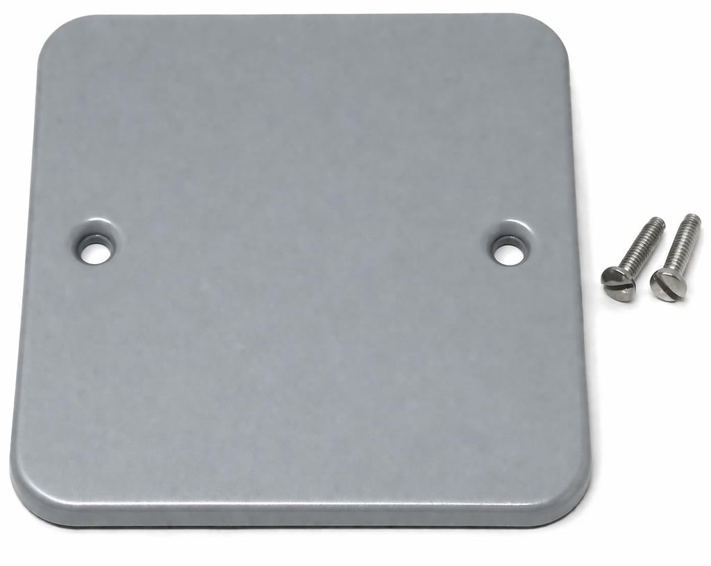 Single Gang Metal Clad Blanking Plate – Durable Wall Faceplate Cover for Electrical Sockets with Screws Included (80x80x4mm)