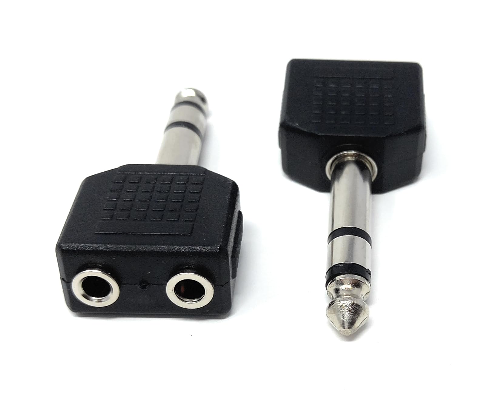 DRUT 6.35mm Stereo Jack Plug to Twin 3.5mm Female Sockets Cable Adapter Y Splitter