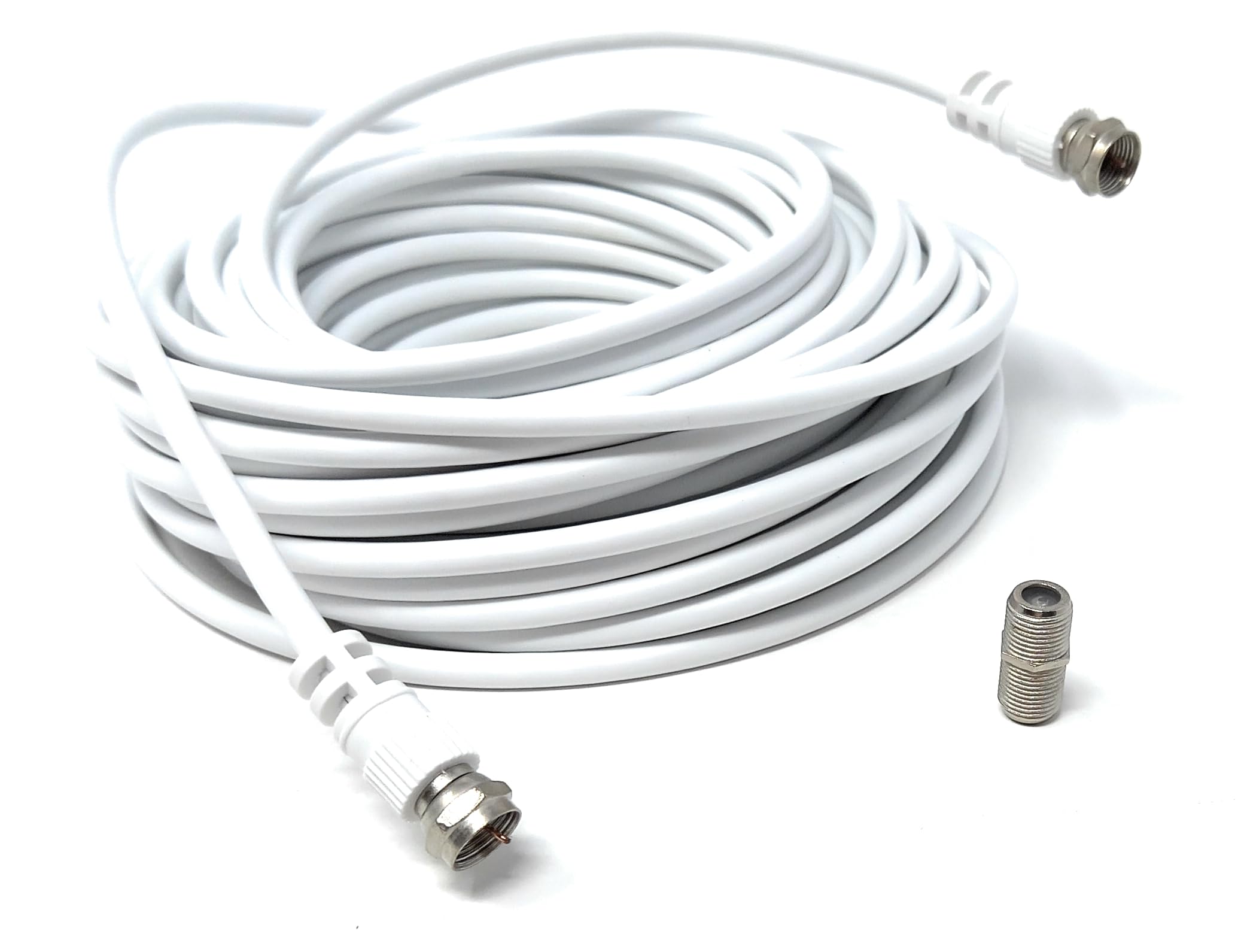 DRUT F-Type Connector TV RG6 Cable With (F-Type Female Coupler) Compatible With STB, Dish TV, Satellite, Antenna Coax Cable Lead