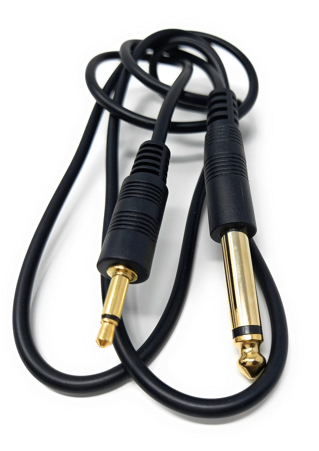 DRUT 3.5mm MONO Jack to 6.35mm MONO Jack Plug Audio TS Coax Cable Lead, Male to Male Gold Flashed Ends