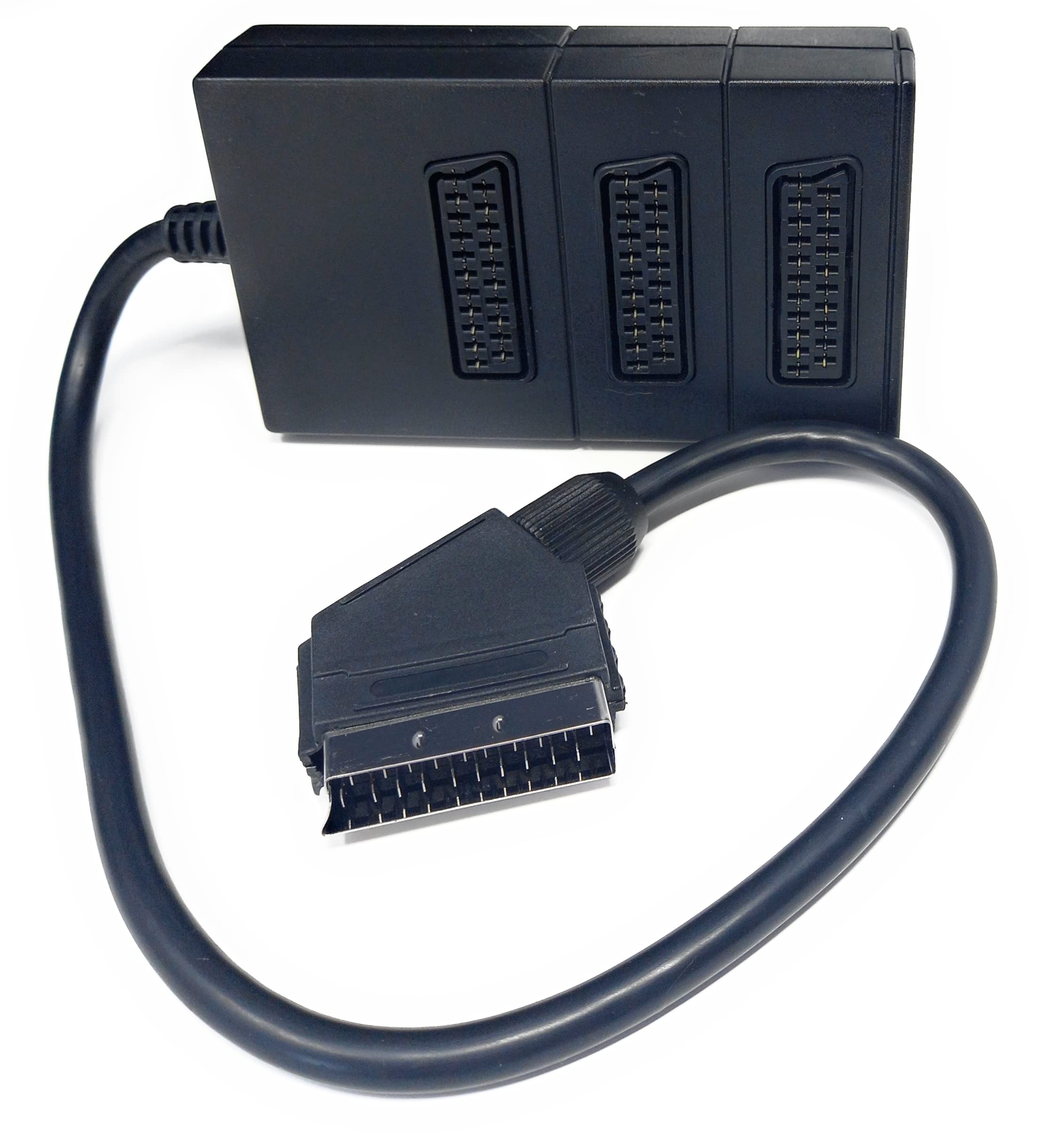 DRUT Scart Splitter Box Video Cable Adapter for TV, DVD, VHS, Game Console