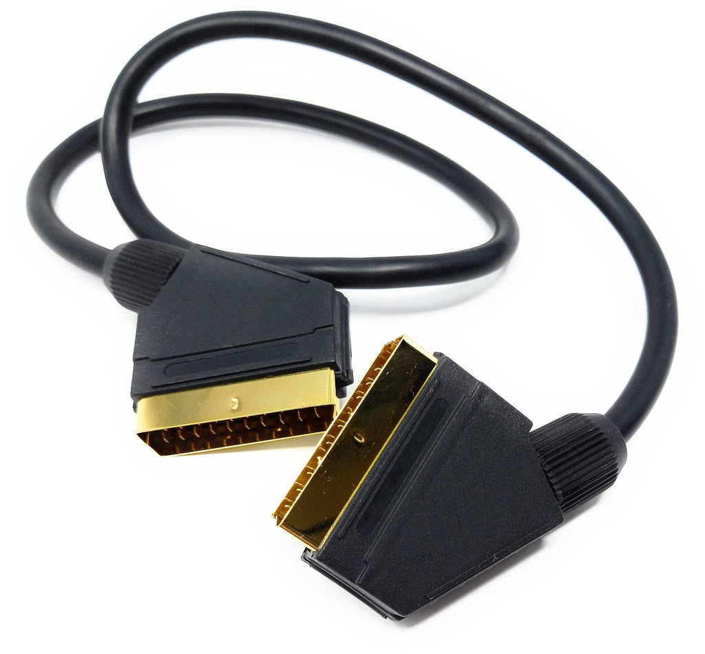 DRUT Scart to Scart Cable Lead, 21 Pin Male to Male (Plug to Plug) RGB Cord for TV, VCR, DVD Player Gold Plated