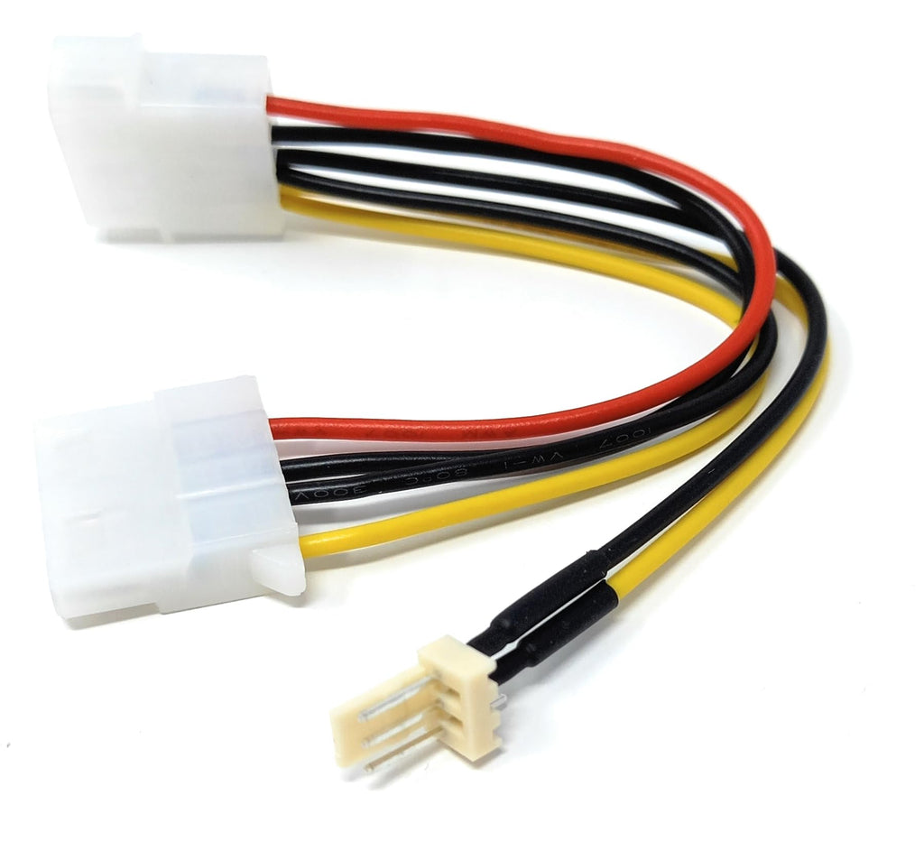 DRUT 4 Pin Molex Male to 4 Pin Molex Female With 3 Pin Fan Extension Power Adapter Cable 15cm Lead
