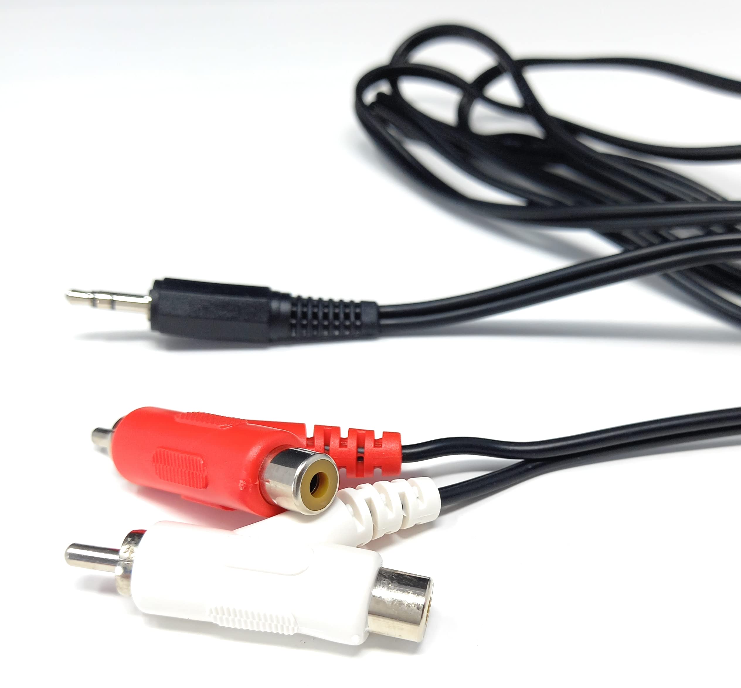 DRUT 3.5mm mini Stereo Jack Plug to 2x Stackable Male & Female RCA Phono Plugs Audio Lead Cable