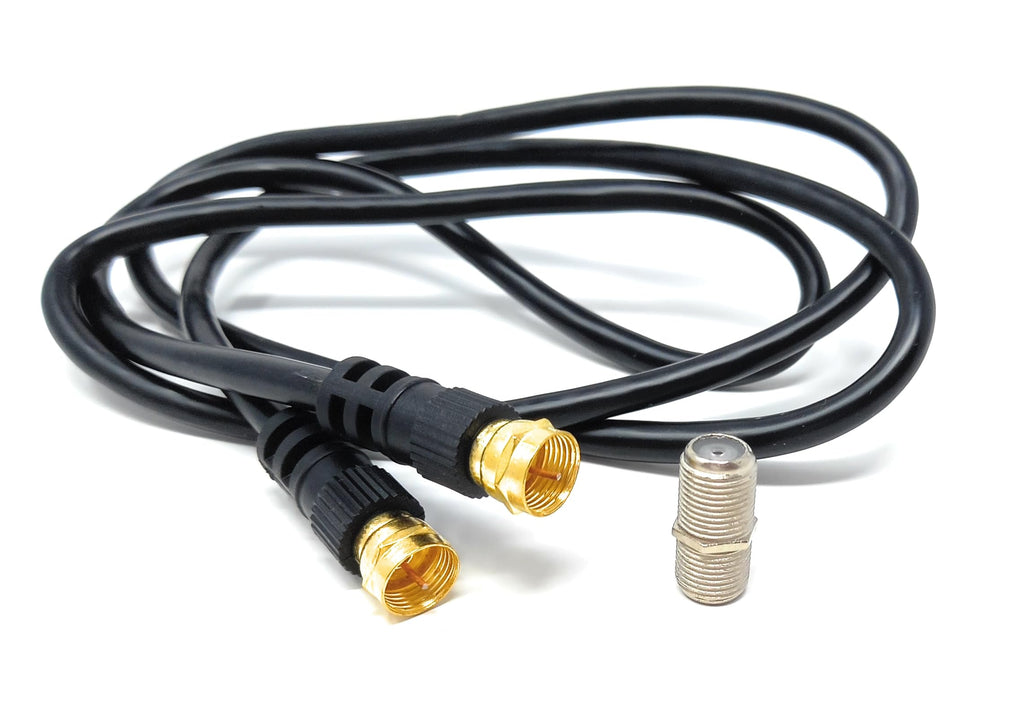 DRUT F-Type Connector TV RG6 Cable With (F-Type Female Coupler) Compatible With STB, Dish TV, Satellite, Antenna Coax Cable Lead