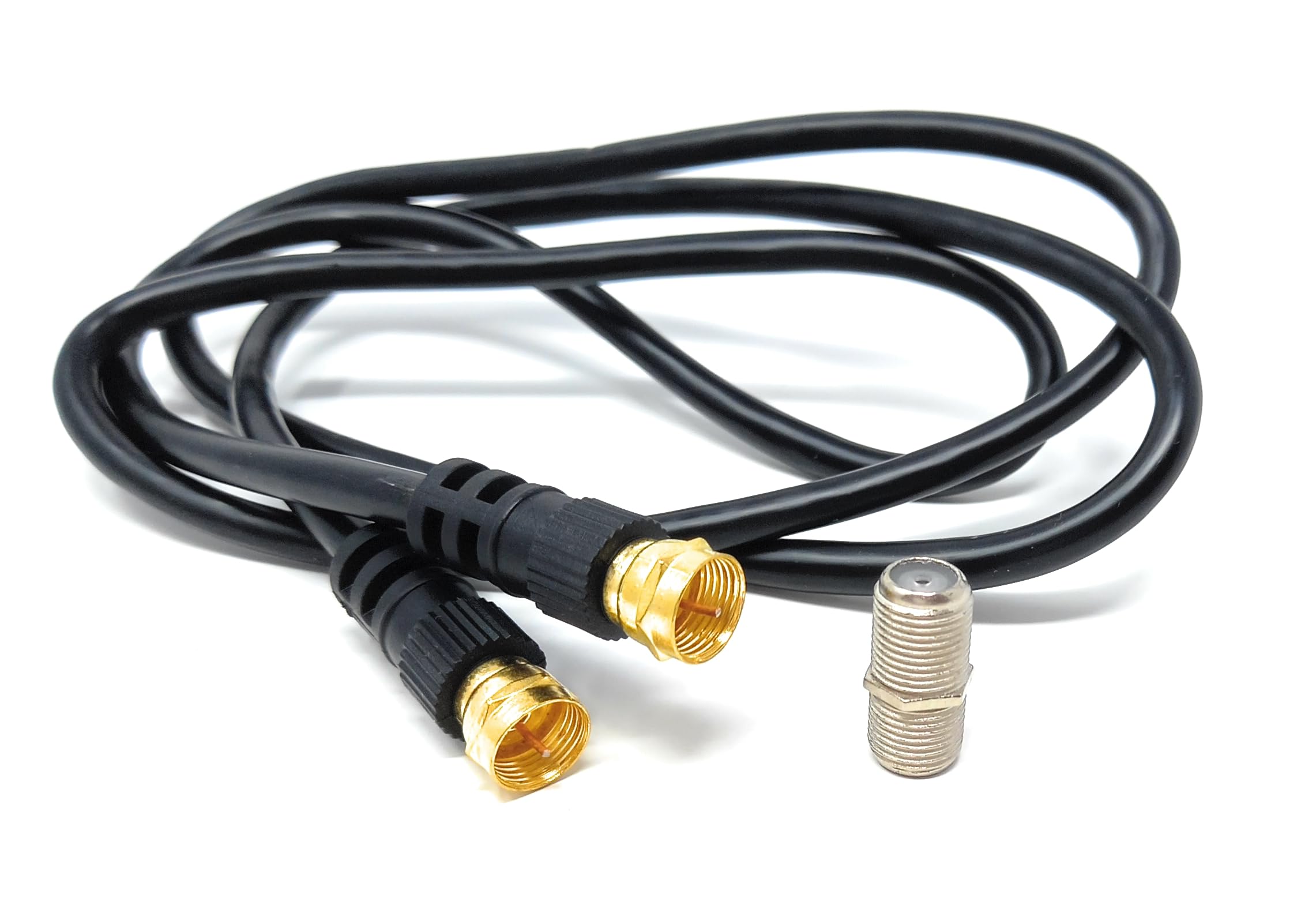 DRUT F-Type Connector TV RG6 Cable With (F-Type Female Coupler) Compatible With STB, Dish TV, Satellite, Antenna Coax Cable Lead