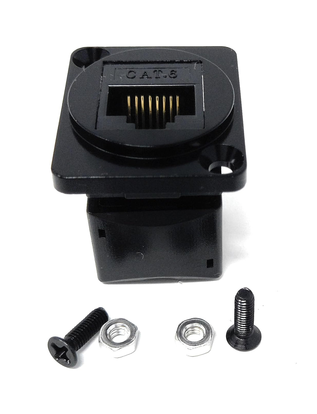DRUT Cat6 RJ45 D-Series Chassis Mount Insert, IDC Punch Down Style Keystone Jack for Bare Wire Cables, Black – Compatible with Standard Faceplates and Wall Plates