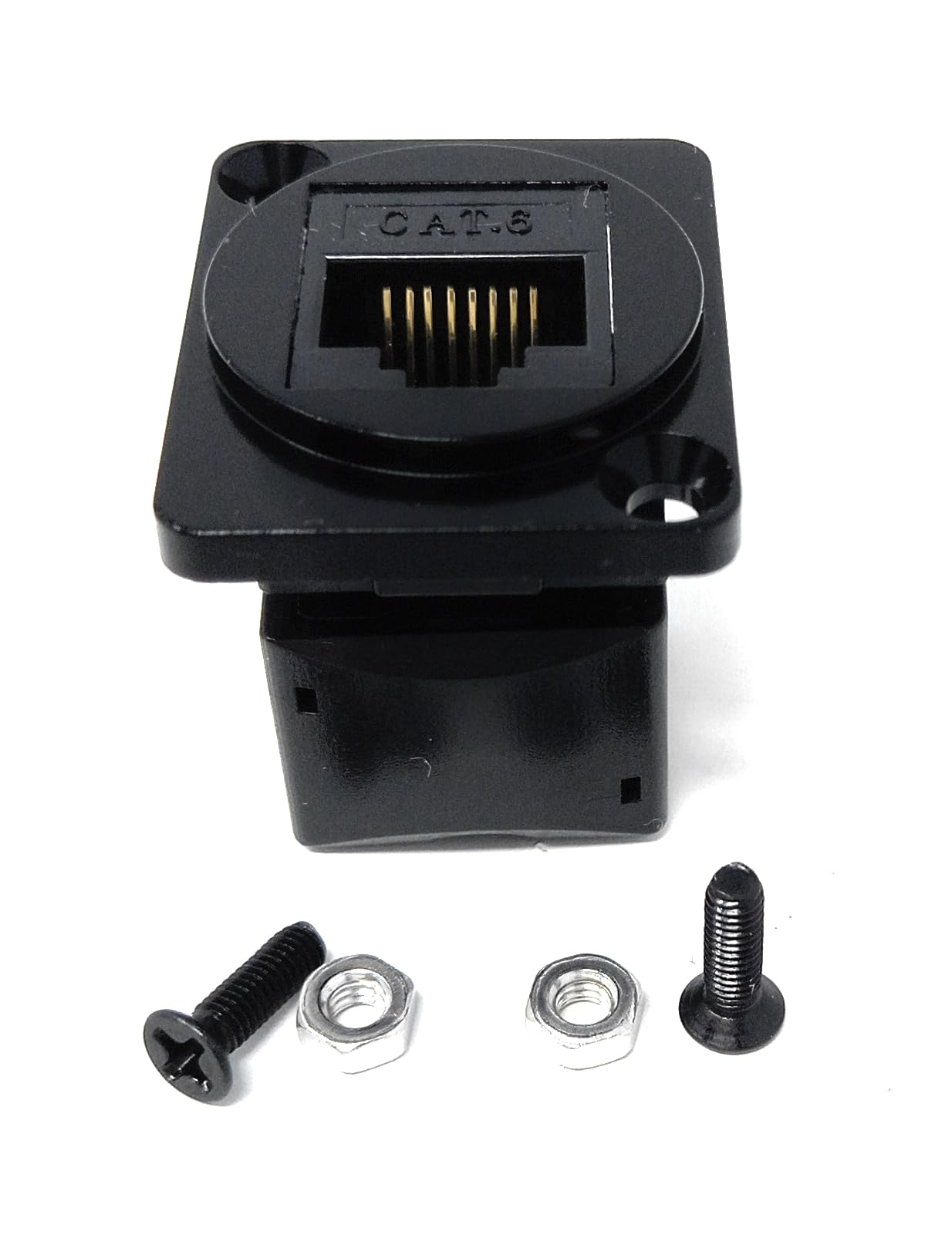 DRUT Cat6 RJ45 D-Series Chassis Mount Insert, IDC Punch Down Style Keystone Jack for Bare Wire Cables, Black – Compatible with Standard Faceplates and Wall Plates