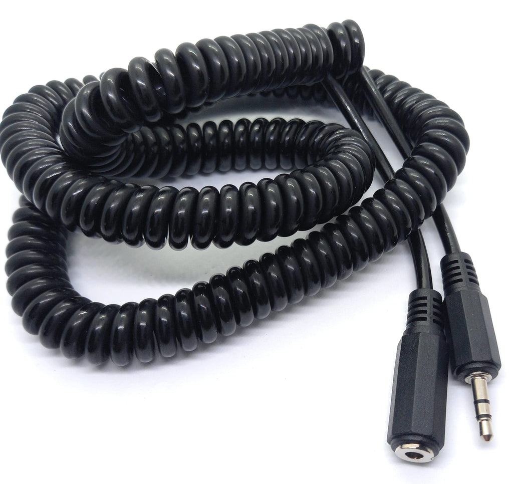 DRUT 3.5mm Stereo Jack to 3.5mm Socket Headphone, Speaker, HI-FI Extension Coiled Cable Lead