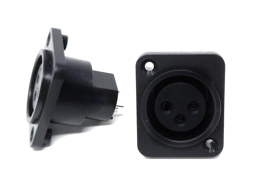 DRUT XLR 3 Pin Female Chassis Panel Mount Connector - D Series, Fits Standard D-Pattern Holes for Audio, Studio, PA Systems, Microphone, Music Instrument Cables