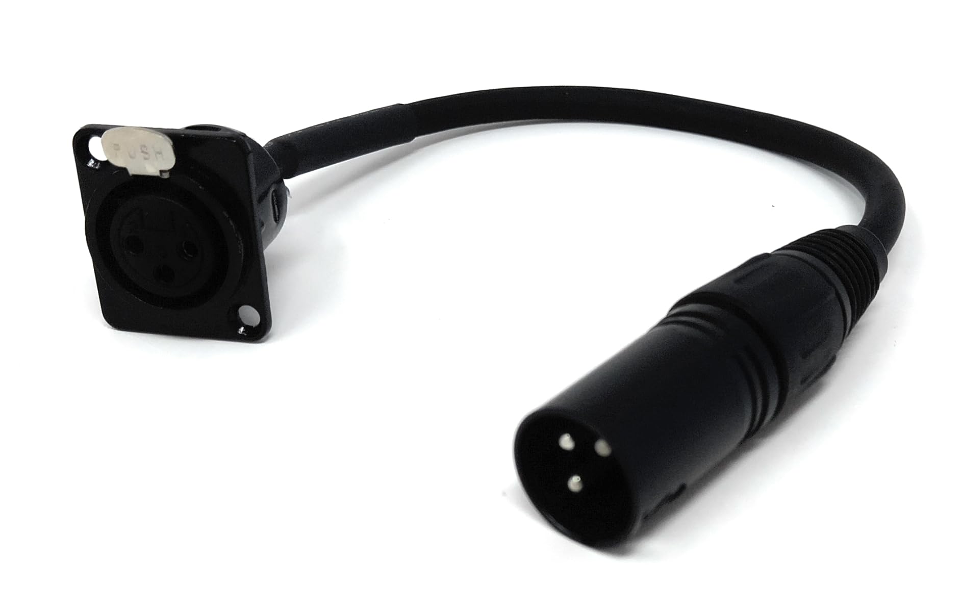 DRUT XLR Audio Cable, 3-Pin Male to Female Panel Mount Connector, 20cm Pigtail, D-Type Pass-Through