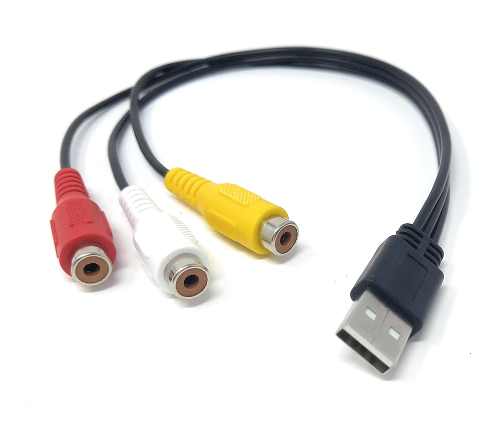 DRUT USB 2.0 to RCA Adapter Cable, Audio Video Composite Converter, 24cm Male to Female Splitter Cord for TV, Game Consoles, Camcorders, PC