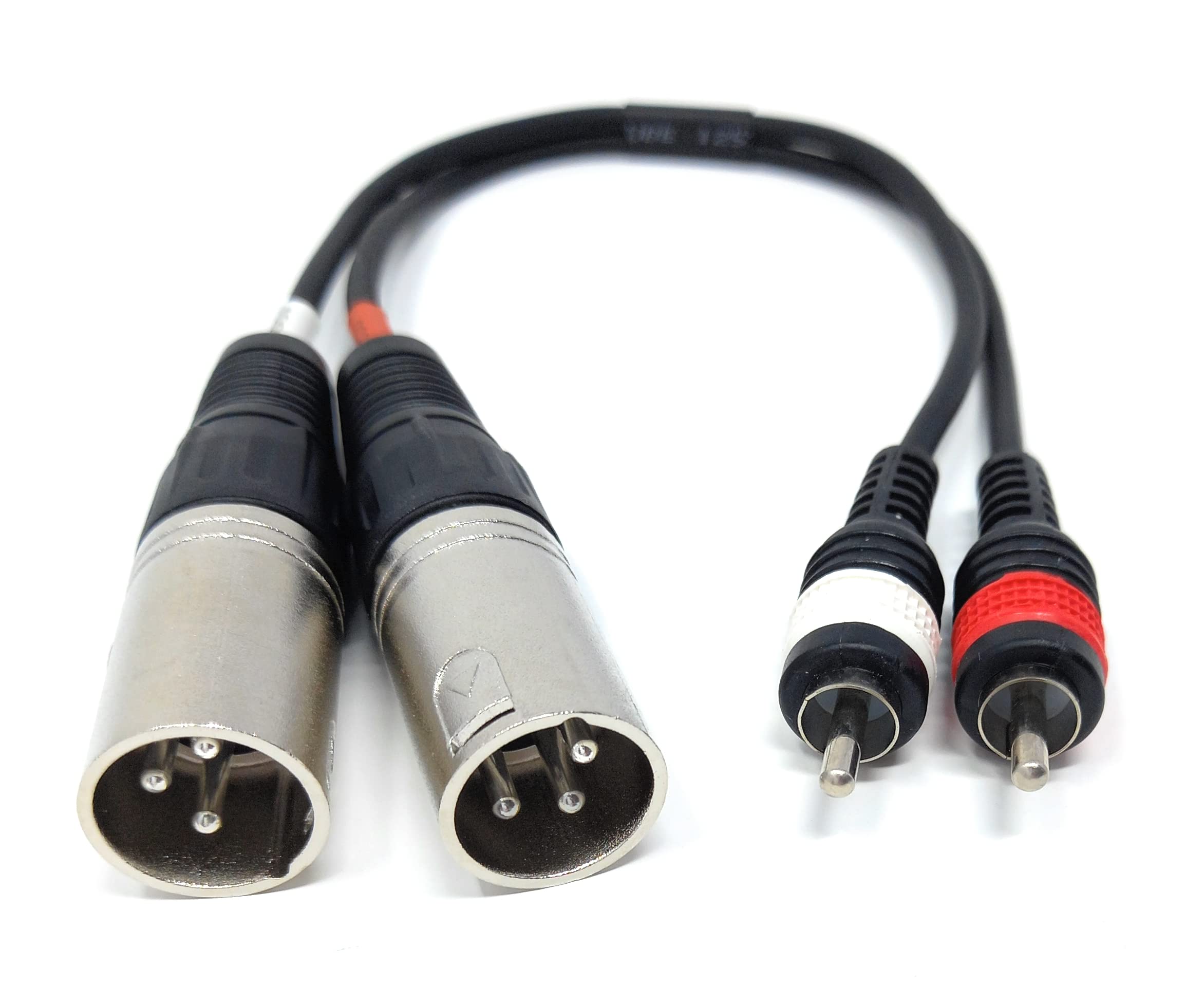 DRUT Twin XLR 3 Pin Plugs to 2 x RCA Phono Plugs Lead Audio Shielded Cable