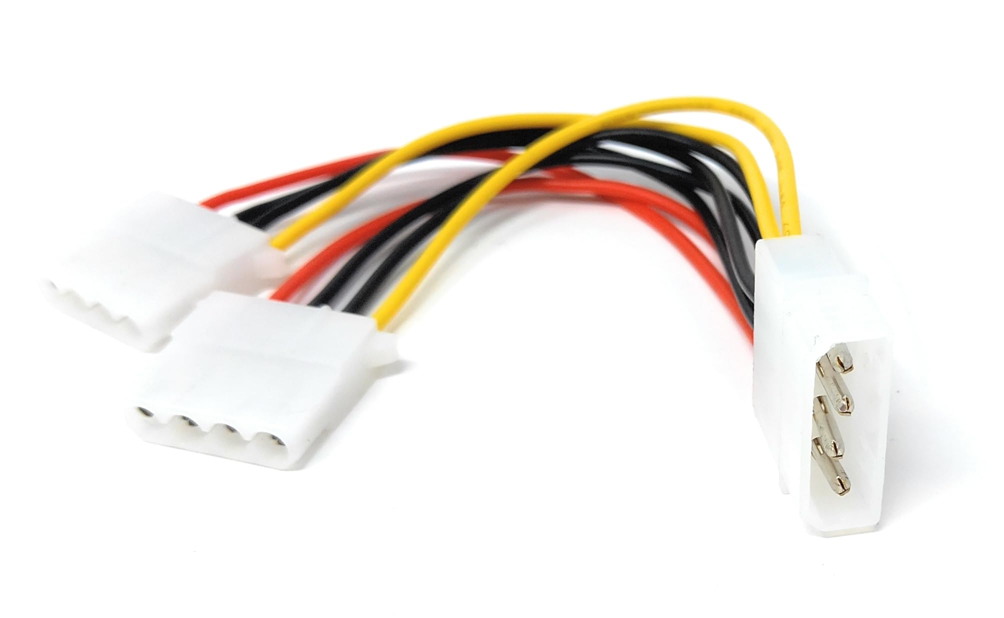 DRUT 15cm Molex 4 Pin Power Supply Y Splitter Cable 1 Male to 2 Female Compatible with drives that use IDE/EIDE/ATA/PATA/Molex Type Plugs