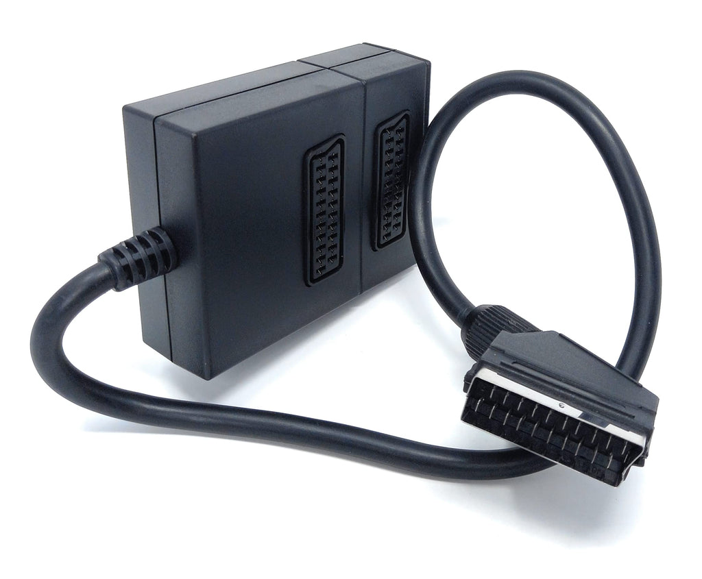 DRUT Scart Splitter Box Video Cable Adapter for TV, DVD, VHS, Game Console