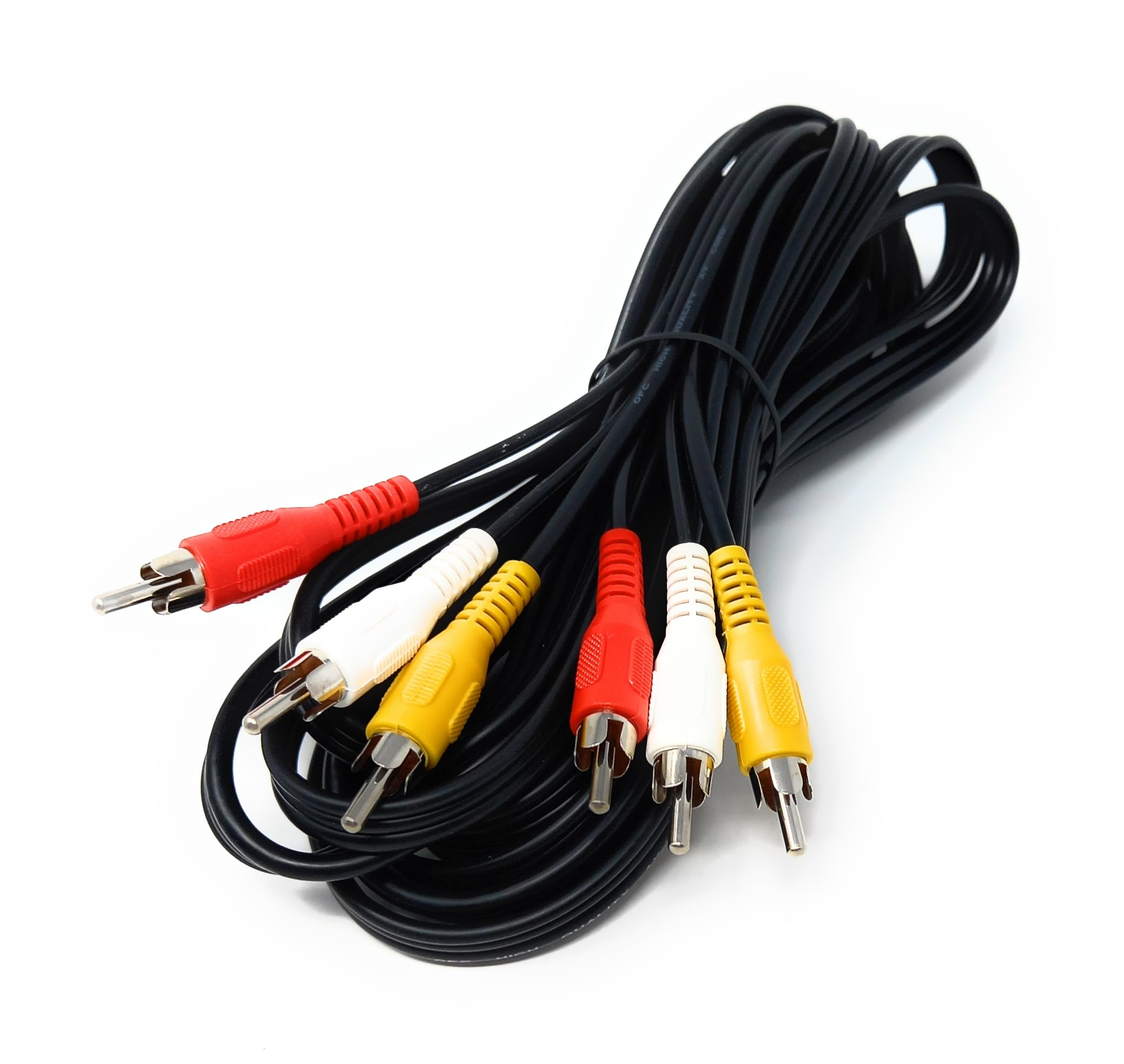 DRUT Triple 3 x RCA to RCA Phono Plugs to Plugs Composite, Audio Video Male to Male Cable Lead Nickel Contacts